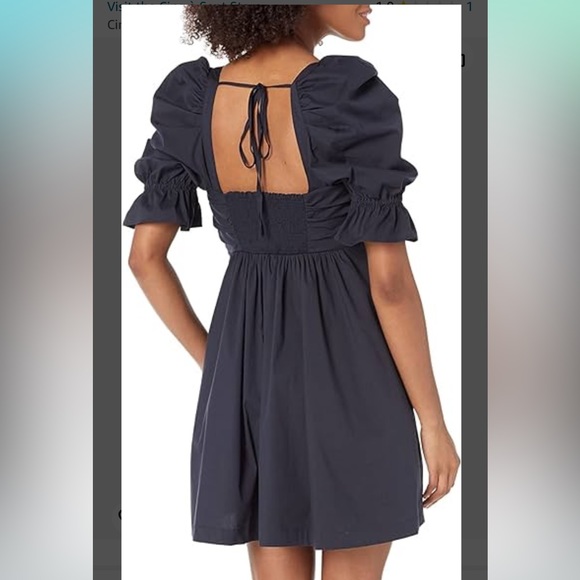 cinq a sept Navy Puff-Sleeve Smocked Mini Dress - Picture 2 of 12